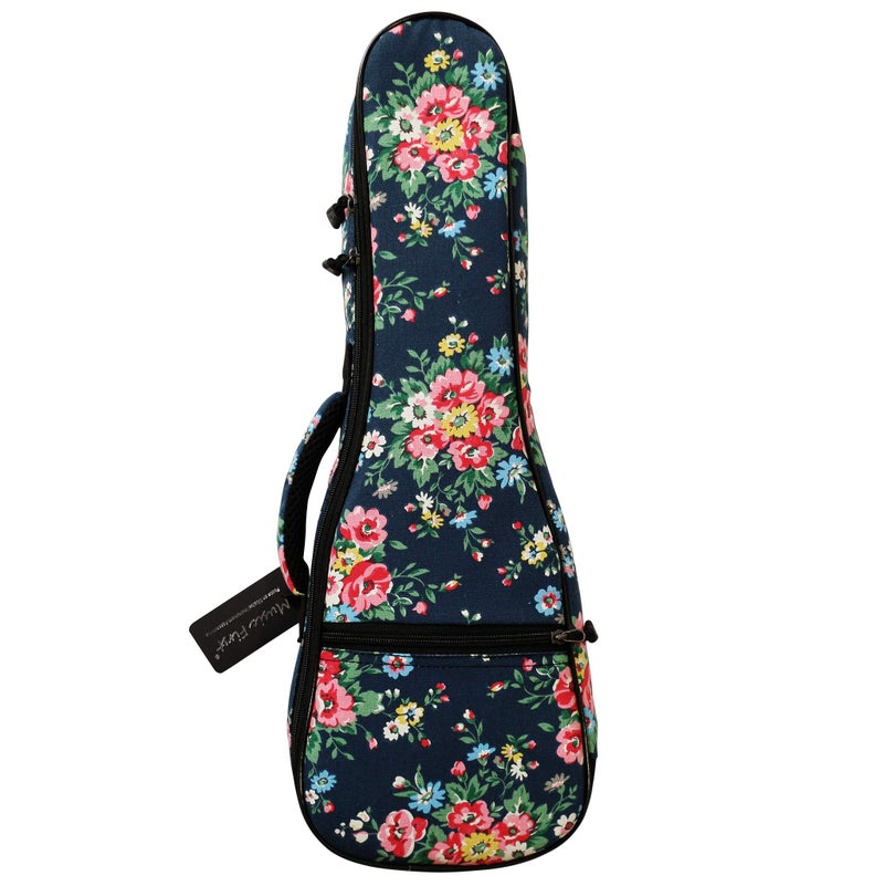MUSIC FIRST Original Desgin, Canvas Dark Night Garden Floral Soprano Ukulele Case, Ukulele Bag, Ukulele Backpack (Fit for 21 inch Soprano Ukulele) - Image 1